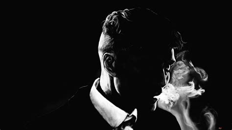 Black and white portrait of Peaky Blinders series actor Tommy Shelby HD wallpaper download