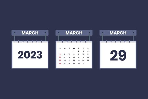 29 March 2023 calendar icon for schedule, appointment, important date concept 13017315 Vector ...