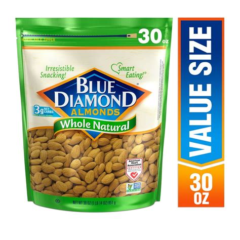 Blue Diamond Almonds Whole Natural Almonds 30 oz. Bag - Walmart.com - Walmart.com