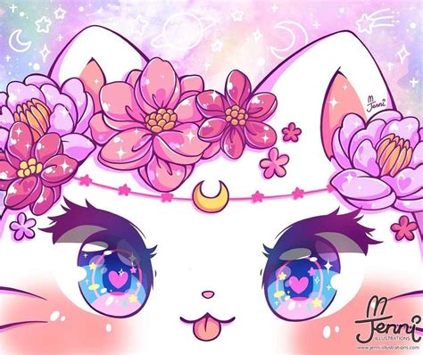 ystic 🐱🌙🌸 . . . #galaxy #kitty #mystic #floral #pastel # ...