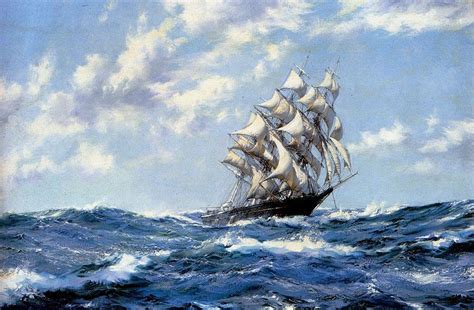 Montague Dawson The Clipper Ship Blue Jacket On Choppy Seas painting ...