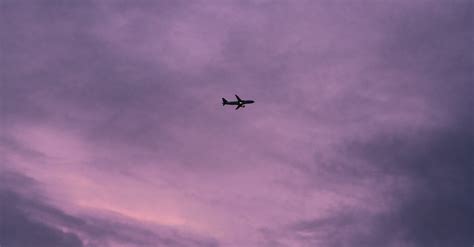 Airplane in a Purple Sky with Clouds · Free Stock Photo