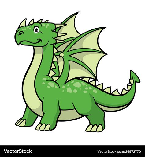 Cartoon green dragon smiling Royalty Free Vector Image