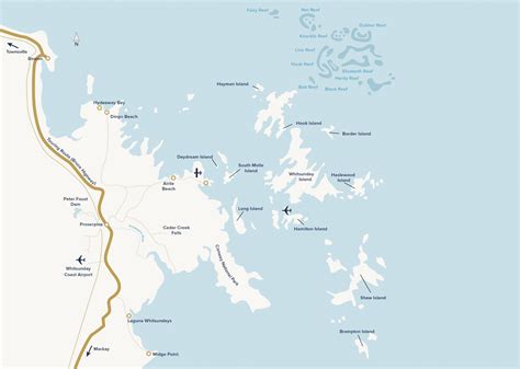 Whitsunday Islands Map with Recommended Anchorages