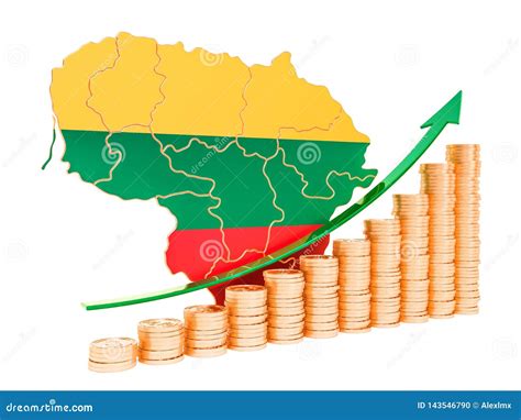 Economic Growth in Lithuania Concept, 3D Rendering Stock Illustration ...