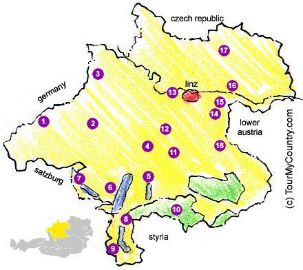 Map Upper Austria : Austria Guide with Upper Austria Map