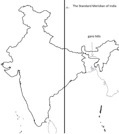 Map Of India Extent And Standard Meridian