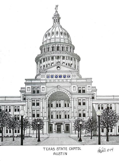 Texas State Capitol Drawing by Frederic Kohli - Fine Art America