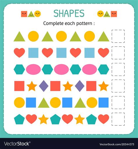 Complete each pattern. Learn shapes and geometric figures. Preschool or ...