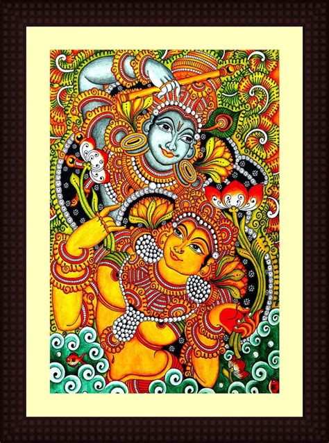 Framed Canvas Traditional Kerala Mural Paintings With Glass, for Home ...