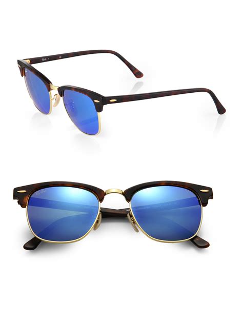 Lyst - Ray-Ban Clubmaster Mirrored Lens Sunglasses in Blue for Men