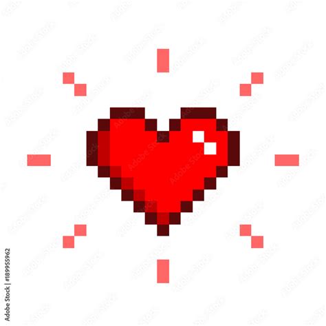 Vetor do Stock: Heart Pixel Art, a vector illustration symbol of a heart in retro 8-bit style ...