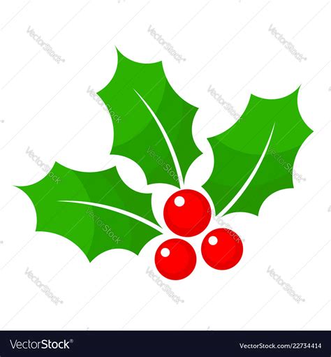 Christmas holly berry flat icon in cartoon style Vector Image