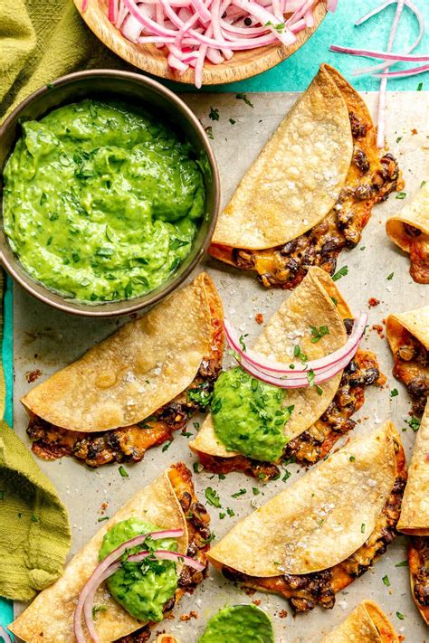 Crispy Black Bean Tacos with Avocado Cream Sauce - Fed & Fit