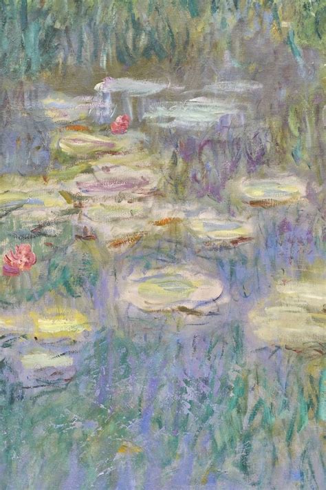 an oil painting of water lilies in a pond