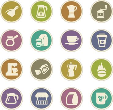 Coffee Icons Set Burning Morning Cafe Vector, Burning, Morning, Cafe PNG and Vector with ...