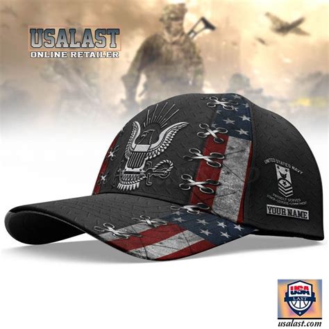 U.S Navy American Flag Cap Personalized Your Name And Rank