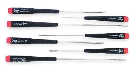 WIHA, 7 Pieces, Phillips/Slotted Tip, Precision Screwdriver Set - 5LW55 ...