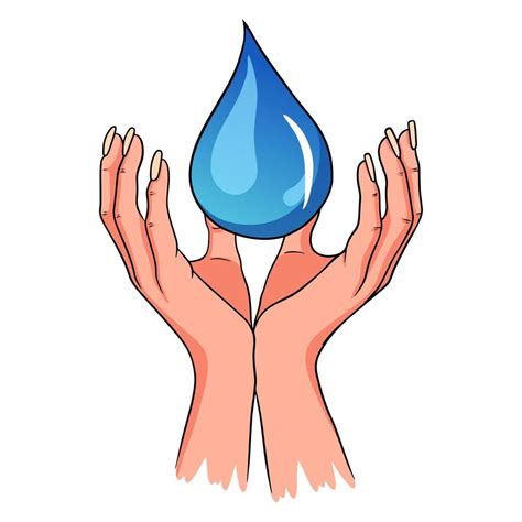 gota en la mano. protejamos el agua limpia. agua potable. estilo de dibujos animados. 2297985 ...