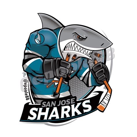 Sharky chomped a hockey stick while wearing his 1994 San Jose Sharks jersey | Hockey logos, Ice ...