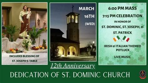 MAR 16: CELEBRATION OF THE DEDICATION OF ST. DOMINIC CHURCH: MASS ...