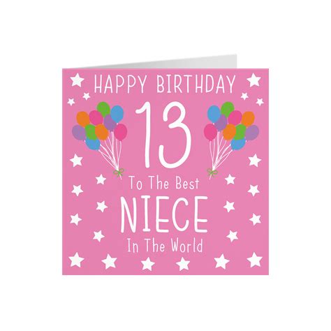 Niece 13th Birthday Card Happy Birthday 13 to the Best | Etsy UK