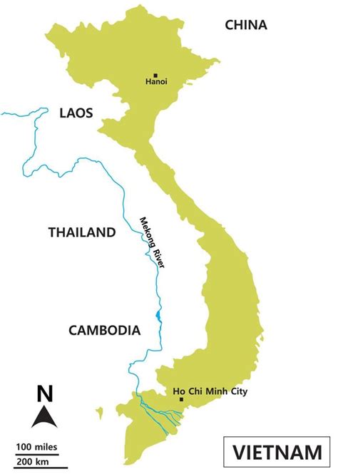 Map of Vietnam includes regions, Mekong River basin, Tonle Sap Lake, and border line countries ...