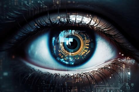 Premium AI Image | Sensor implanted chip into human eyeArtificial intelligence eye Generative ai