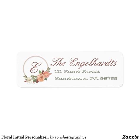 Floral Initial Personalized Return Address Labels | Zazzle