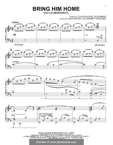 Bring Him Home (Les Miserables) by C. Schönberg - sheet music on MusicaNeo