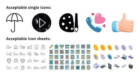 Single vector icons and icon sheets