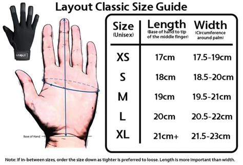 Layout Glove Size Chart – VC Merch Tent