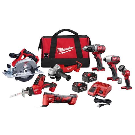 Milwaukee M18 18V Lithium-Ion Cordless Combo Tool Kit (7-Tool) with Two ...