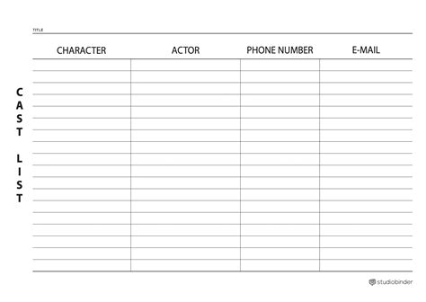 Cast List Template — FREE PDF Download & Guide