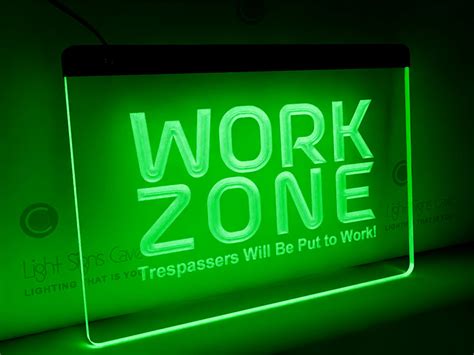 Funny work zone led office sign | Light Signs Cave