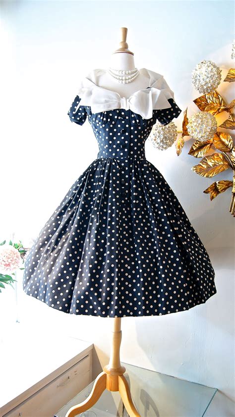 Vintage Dress / ~1950s polka dot dress~ at Xtabay. #vintagedresses ...