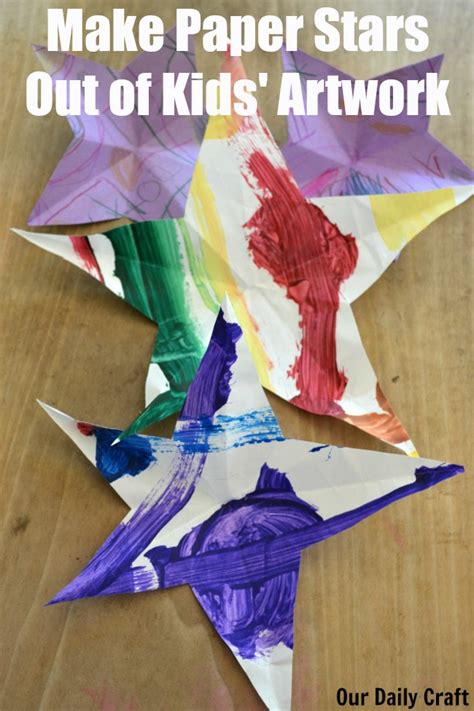 Make One-Cut Paper Stars from Kids' Artwork {Iron Craft Challenge ...