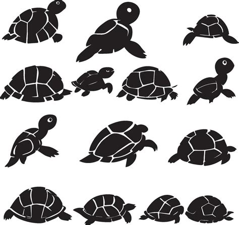 Turtle silhouette set in white background 26288444 Vector Art at Vecteezy