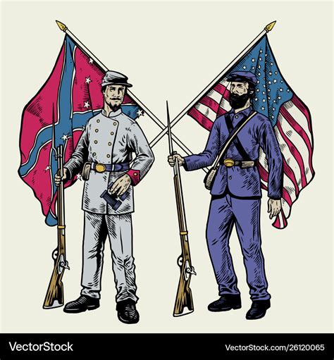 Hand drawing vintage style american civil war Vector Image