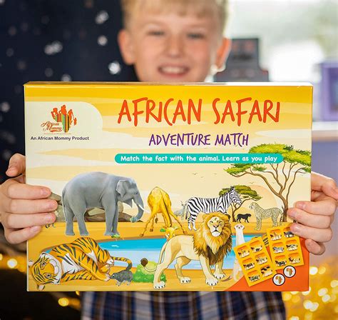 African Safari Adventure Match Game - Educational Family Board Games for Kids Age 6 and up with ...