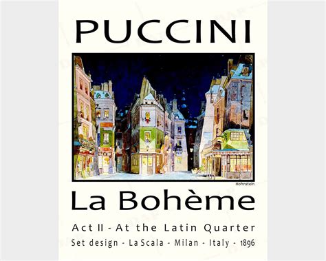 La Bohème Print Opera Poster by PUCCINI 1896. the French | Etsy