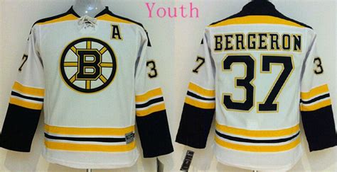 2017 Boston Bruins Away Jersey Kids #37 Patrice Bergeron White Ice ...