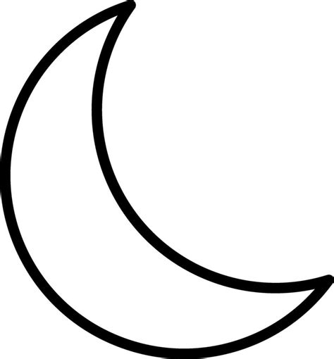 Black line art illustration of a crescent moon. 24855763 Vector Art at ...