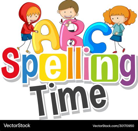 Font design for word spelling time with kids Vector Image