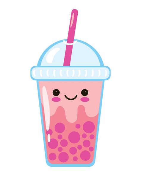 Bubble tea - or pearl boba milk tea - cute vector charcter with kawaii ...