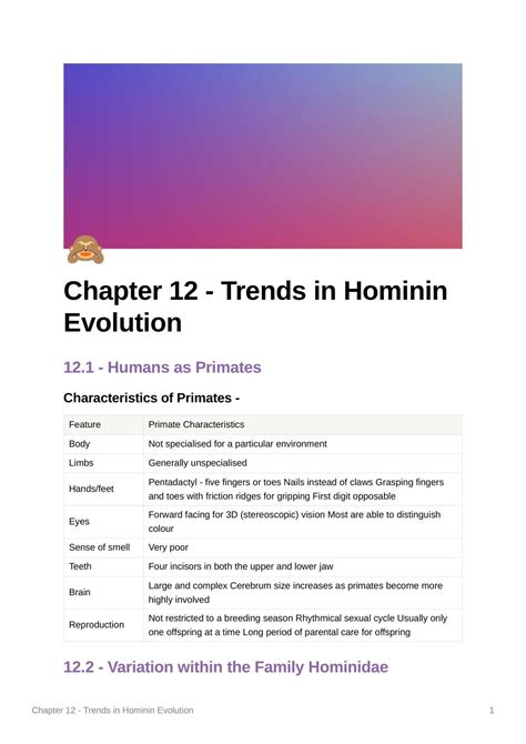 Trends in Hominin Evolution | Human Biology - Year 12 WACE | Thinkswap