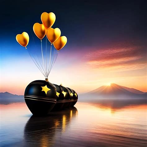 Premium AI Image | various color fling love shape balloons with golden ...