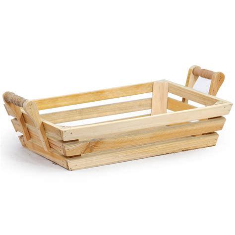 Rectangular Wood Tray with Handles - Large The Lucky Clover Trading Co.