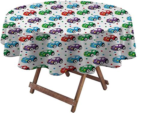 Amazon.com: Round Tablecloth Washable Cars Spillproof Fabric Tablecloth Children Baby Boy Toy ...