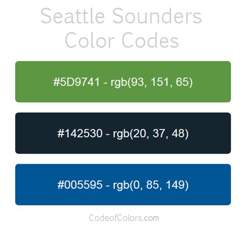 Seattle Sounders Colors - Hex and RGB Color Codes